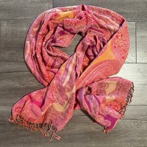 Collections Eighteen Pink Orange Viscose Scarf